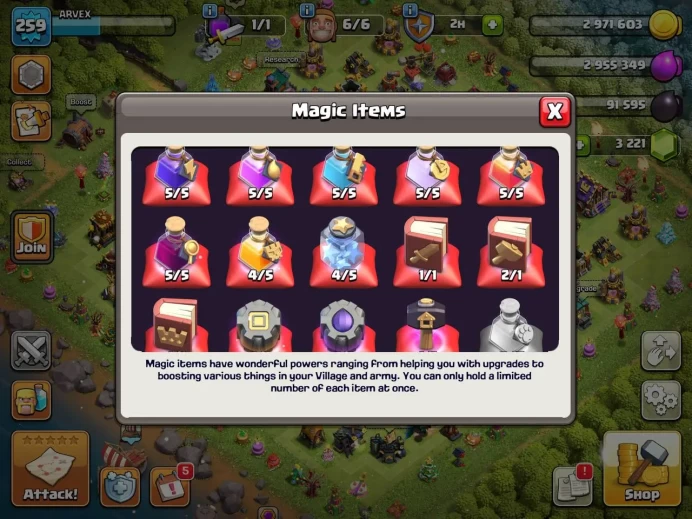 Th 17 max/Hero(93.95.70.70.45) wall 16.17/ Defend max/ level 259/ 3200 gem/950 medal/Lifetime warranty(C2009)