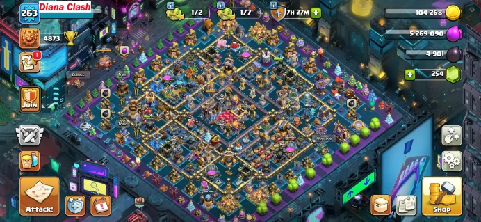 TH18 90% Max-XP263 90 -(1 level left to max 5 heroes-80 max walls-7 epic max equipment +1 epic level 26 - skin map)- Lifetime warranty
