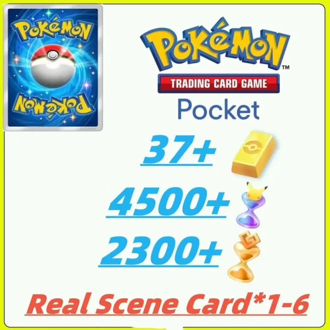  Pokémon Gold Bricks*37 - Pack Opening Hourglass*4500- Challenge Hourglass*2300- - Challenge Hourglass*2100- Real Scene Card /Android/iOS