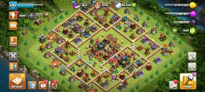 Th 17 max/Hero(95 95 74 70 45) wall 16.17/ Defend strong/ level 242/500 medal /10 skin hero/365 days warranty (C2083)