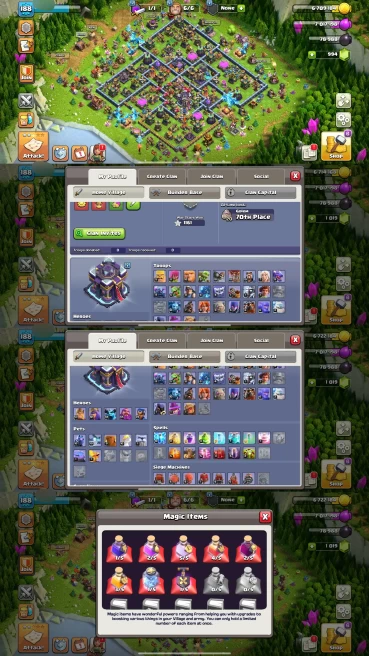 AR122- TH15 Near Max | XP 188 | BK53 AQ82 MP44 GW55 RC24 | 500 NC | 5 Heroes Skins & 8 Epic Equipment | 100% Secure SCID | iOS & Android