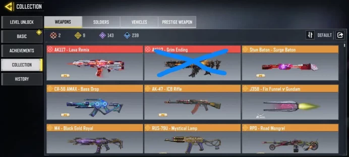 mythic gun 1 | legend gun 9 | LVL 400 | Epic Guns 143 | chareater Legend 1 | character Epics 63 | C: 34k  | code 6377 | Saved:Activision