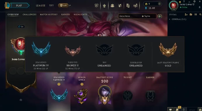 EUW / PLATIN 4 %61wr / 76 Champ / 22 Good Skins(2 Legendary, 6 Epic) / 15.9K BE / HONOR 4 / GOOD LOOT / S12 ACC / 84 LVL / FULL ACCES / HANDMADE