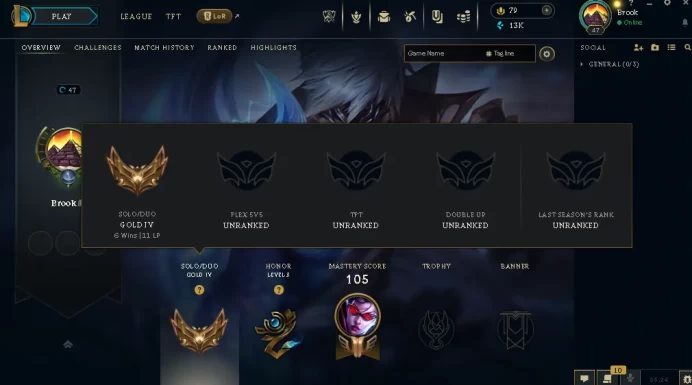EUW / GOLD 4 %75WR / 40 Champ / 16 Good Skins(3 Legendary, 6 Epic) / 13K BE / HONOR 3 / S6 ACC / 47 LVL / FULL ACCES / HANDMADE