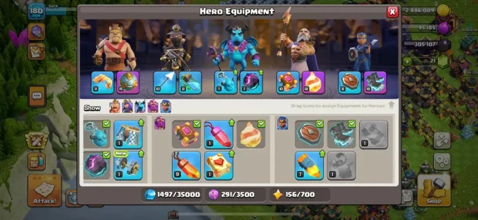 SPECIAL TH 15 , EQUIPMENT EPIC , BEST HERO & DEFENSE, CH NAME 1000 (189)