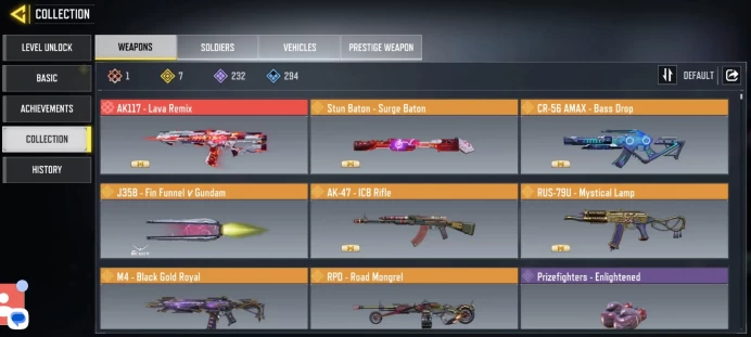 mythic gun 1 | legend gun 7 | LVL 348 | Epic Guns 232 | character Epics 83 | C: 9k | code 6382 | Saved:Activision