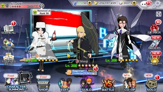 [GLOBAL]20K Orbs+Fresh All Story|Lv 200(Shinji Parasol,Retsu Christmas24,Aizen 6th,Meninas Swimsuit24),Etc|CheckSS(BBS2093)