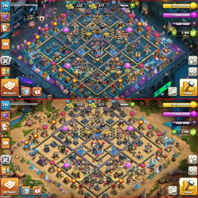 [ Xx Th18 xX ] Xp 291, 5700 WAR STAT, All 5 Heroes Max { 9 Rare Epic Max } 40k legend Trophy ! 125 Wall Max, Nice items, 2015 Tree, 70% off shop