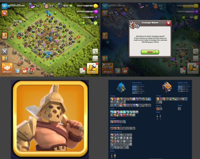 ■TH:12 (+50%) ■Heroes: K44 Q50 P20 W20 ■Skins:1 ■BH:9 ■Full Access ■Instant Delivery ■A4067