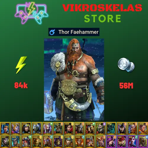 Starter acc with Thor : 84k energy / 56 mln coins / Yannica, Altan, Arix, Ninja + 19 Login Legendaries / Maneater, Geomancer 2x
