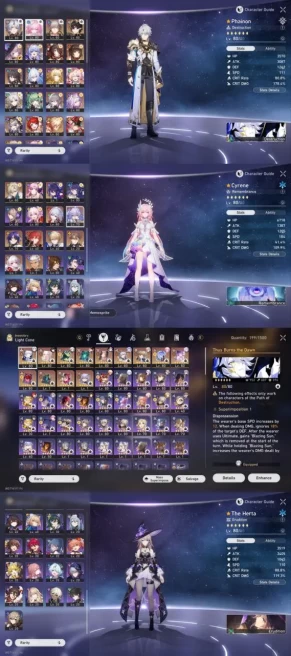 All Platform - EU - Level70 - 53 Character 32 5'Star - 13 Weapon 5'Star - Castorice - Phainon - Cipher -The herta - Code970