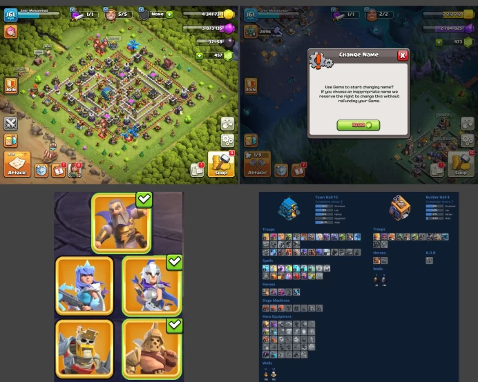 ■TH:12 (+50%) ■Heroes: K49 Q50 P20 W15 ■Skins:5 ■SW:1233 ■BH:8 ■Full Access ■Instant Delivery ■A4243