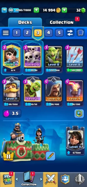 Clashroyall (Android/iOS)  KT 10 -lvl 30 -Cards 96 /120 -  Max Card 0 / Lvl 12 Card 1 / Emote 19 / Tower skin 2 /Fast delivery