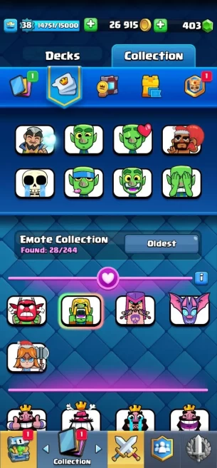 Clashroyall (Android/iOS) KT 13 -lvl 38 -Cards 106 /120 - Max Card 5 / Lvl 13 Card 2 / Emote 28 / Tower skin 2 /Fast delivery