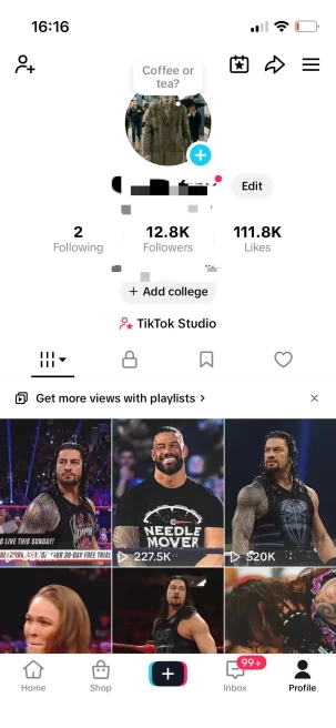 Monetized Account/ 12K Followers+110K Likes/ Creator Rewards Program Activated/ Live Stream/ Full Access