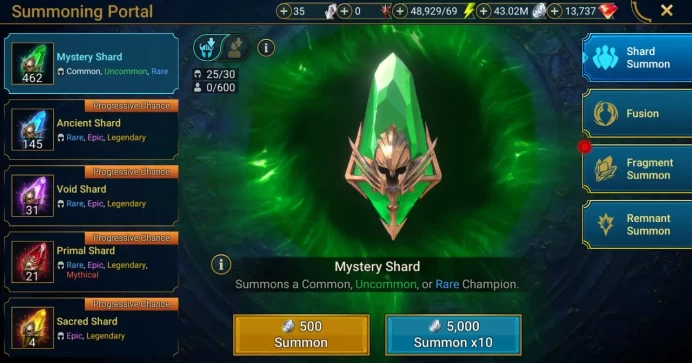 Starter with Noct + Shards : 145 Ancient, 31 Void, 21 Primal, 4 Sacred | Ninja + 15 Login Legendary | Mine max