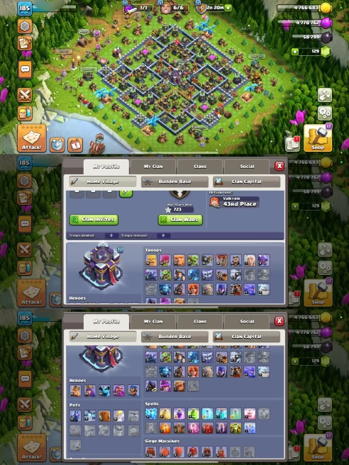 R136- TH15 Near Max | XP 185 | BK56 AQ80 MP46 GW80 RC29 | 4 Heroes Skins & 2 Epic Equipment | 100% Secure SCID | iOS & Android