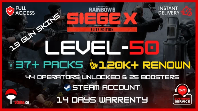 Level 50 ELITE Edition Steam (120K Renown) (37 pack) (44 Operators) 13 Gun Skins Hand Levelled Ranked Ready #lilianstevens