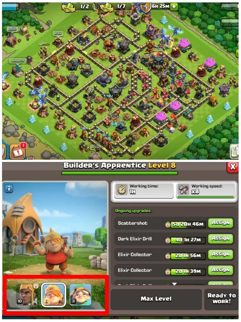 [Builders Apprentice Max]||Th18 High Heros||Lab Assistance 10 Lvl||Heros:98-100-78-75-50||9 Epic Equipment||Max Wall