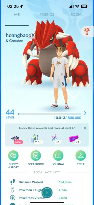 Level 44, 1 Legend IV100, 46 Shiny, 20 Legend, 10 IV 100, 2 Shiny Legend, 2 Shadow Legend