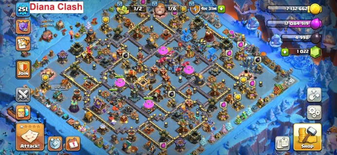 TH18-XP251(5 Max Heroes- 125 Max Walls- Free Name Change- 1 Skin Map) 13 Hero Skins- 1544 Raid Medals- Lifetime Warranty- TH10 Gift