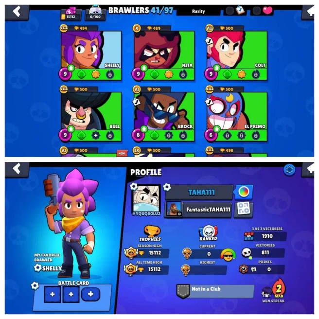 Instant Delivery - 12K Gold  - 15K TROPHY | PI:58 | 41/97 Brawlers | 28 Skins | CHEAP | Android/iOS - B 140