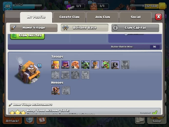 Th 16 /Hero(54.56.26.22.1) wall 12.13/ Defend strong/2300 gem Limited warranty(C2108)