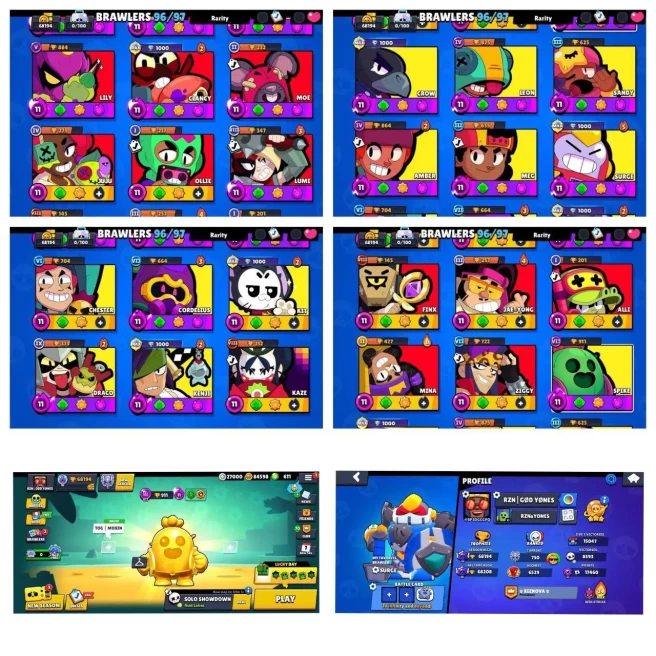 85K POINT | 5 TRUE GOLD | 611 GEMS | 96 BRAWLER | 96 MAX | 73 HYPER | 305 SKINS(RARE) | INSTANT DELIVERY | B 148