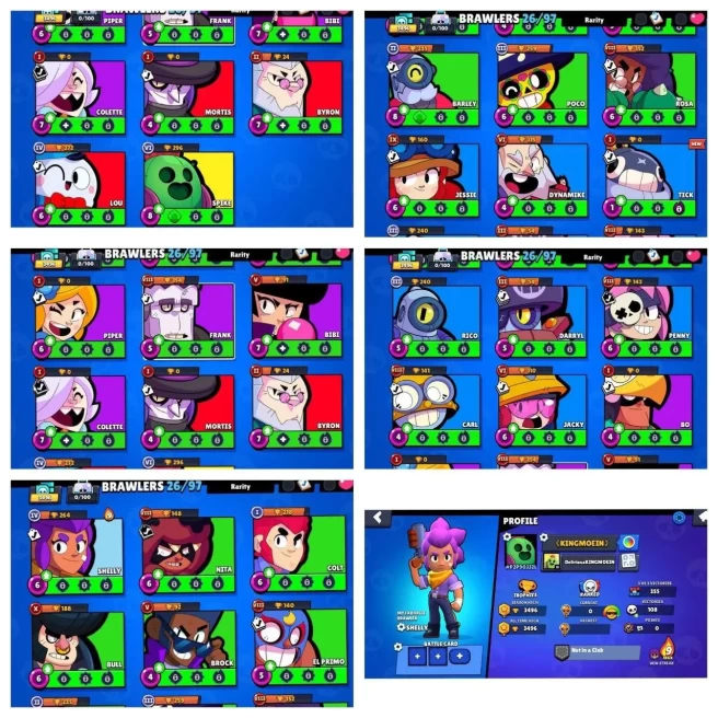 Instant Delivery - 4K TROPHY | PI:34 | 26/97 Brawlers | 15 Skins | CHEAP | Android/iOS