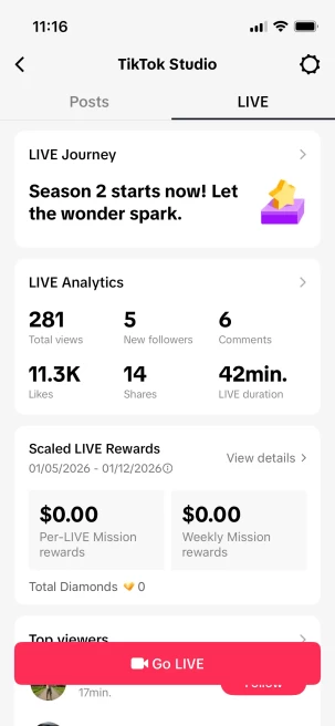 Instanly Delivery/ 41K Real Followers+3M Real Likes Account/  Tiktok Shop For Creator/ Live Stream/ Full Access