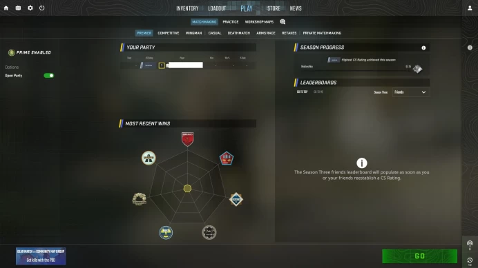 [ID:171077][PRIME][PREMIER MODE AVAILABLE][FACEIT READY][VERY RARE] UN (UNRANKED || 0 MM || 57 HOURS)