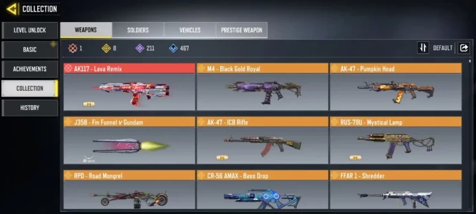 LEVEL 400 { INSTANT DELIVERY }{ 1 Gun Mythic } { 8 Gun legendary } { 1 Character Legend } { 211 Gun epics } { 96 Skins } { Only Activision }