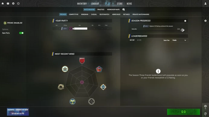 [ID:123064][PRIME][PREMIER MODE AVAILABLE][FACEIT READY][VERY RARE] UN (UNRANKED || 0 MM || 42 HOURS)