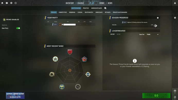 [ID:13549][PRIME][PREMIER MODE AVAILABLE][FACEIT READY][VERY RARE] UN (UNRANKED || 0 MM || 43 HOURS)