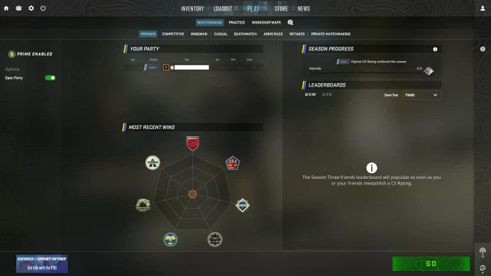 [ID:148281][PRIME][PREMIER MODE AVAILABLE][FACEIT READY][VERY RARE] UN (UNRANKED || 0 MM || 58 HOURS)