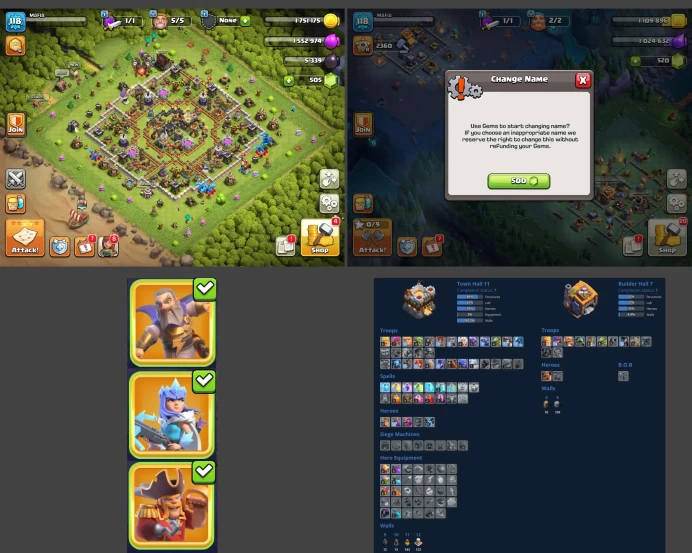 ■TH:11 (+70%) ■Heroes: K37 Q50 P20 W18 ■Skins:3 ■BH:7 ■Full Access ■Instant Delivery ■A4335