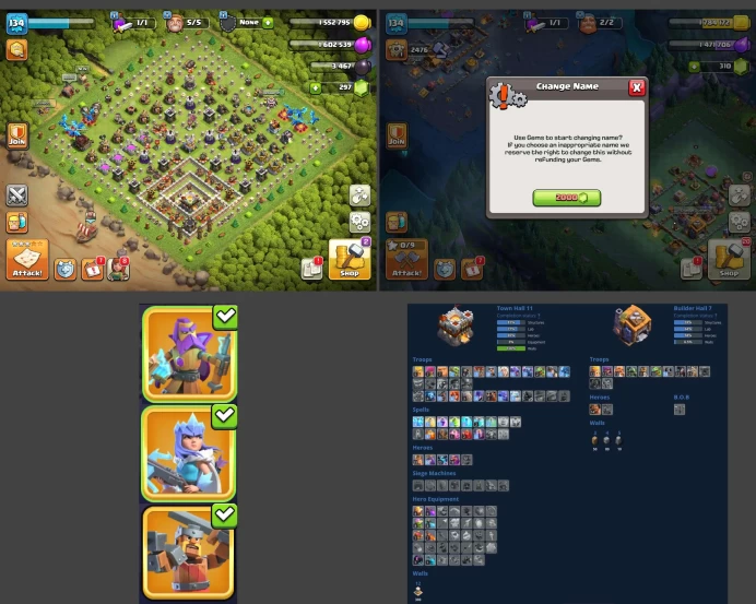 ■TH:11 (+80%) ■Heroes: K33 Q50 P20 W18 ■Skins:3 ■BH:7 ■Full Access ■Instant Delivery ■A4476
