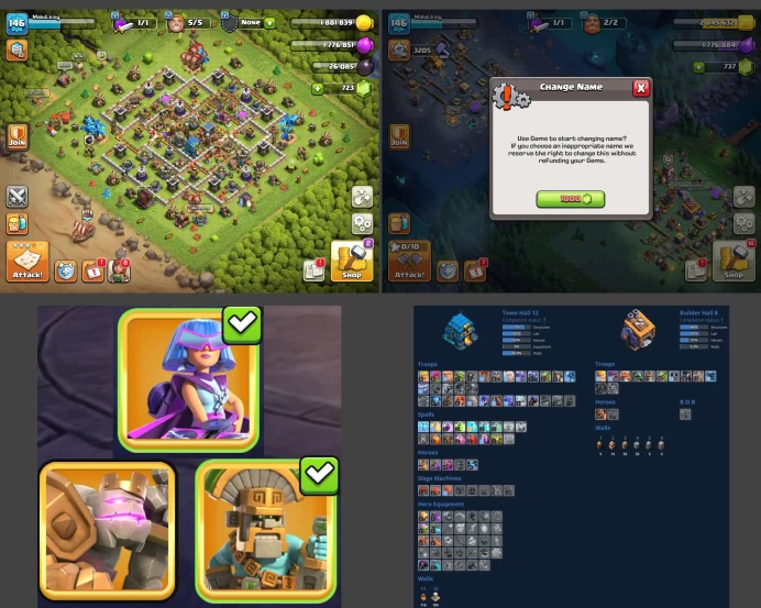 ■TH:12 (+55%) ■Heroes: K48 Q50 P20 W17 ■Skins:3 ■BH:8 ■Full Access ■Instant Delivery ■A4496