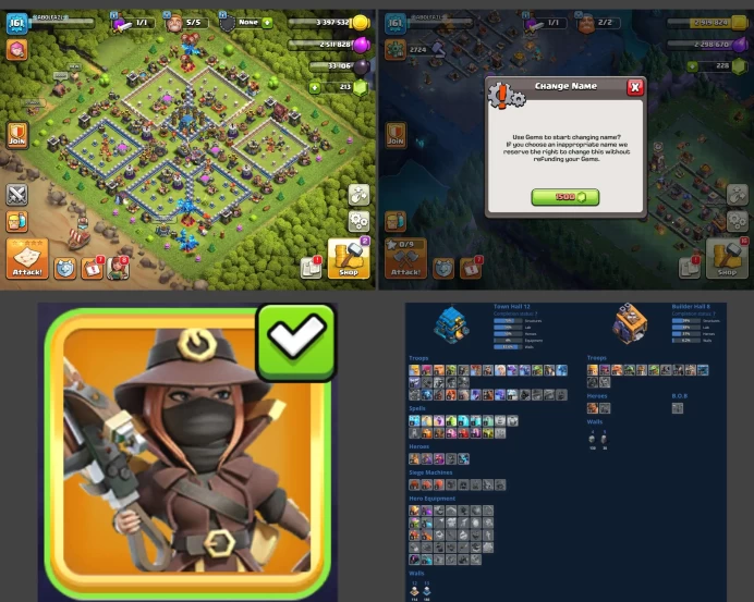 ■TH:12 (+65%) ■Heroes: K41 Q57 P30 W24 ■Skins:1 ■BH:8 ■Full Access ■Instant Delivery ■A4596