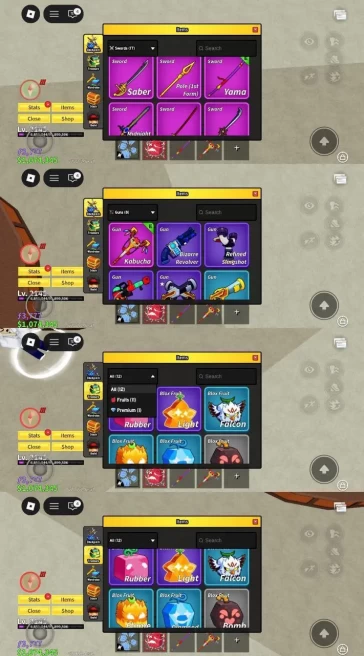 iOS/Android - Global - Level 2145 - Money 1074000 - Swords 17 - Guns 8 - Fruits 11 - Code981