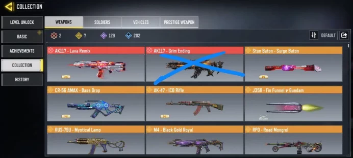 mythic gun 1 | legend gun 7 | LVL 400 | Epic Guns 129 | character Epics 46 | C: 54k | code 6434 |Saved:Activision
