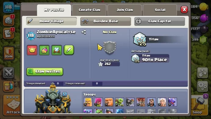 TH 17 - BH 8|Limited Skin|LV 118|HH 9|BK 38,AQ 45,GW 21,MP 41,RC 13|Gems 1399|CN Off|ProtectOFF|TAKE MAIL(COC1841)
