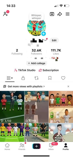 Instanly Delivery/ Monetized 32K Followers+110K Likes Account/ Creator Rewards Program Activated/ Live Stream/ Full Access