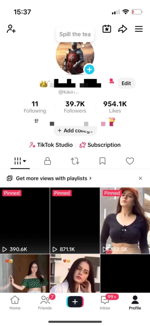 Instanly Delivery/ Monetized 39K Followers+950K Likes Account/ Creator Rewards Program Activated/ Live Stream/ Full Access