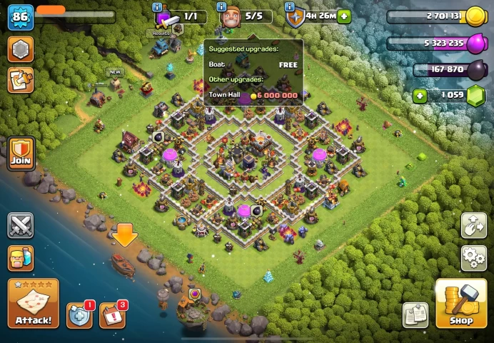 TH11 Full Max 100% Everything FULL MAX TH11 Free Name Change , Nice Magic Items Both Android and iOS Instant Delivery