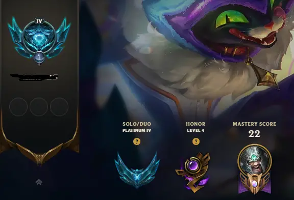 League of legends Plat 4 account, legendary shaco skin.