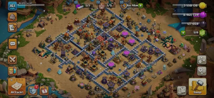 TH 16 Full Max, 9 Equipment Epic, Defense Max, Wall High Level, 6 Hero Skin, 2 Skin Map, Magic Items, Hero high Level