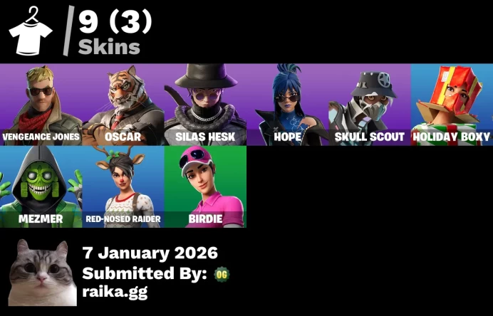 [PC/PSN/XBOX][Changeable mail] 9 skins | Vengeance Jones | Oscar | Silas Hesk | Hope | Skull Scout | Holiday Boxy | Red-Nosed Raider | 200 VB