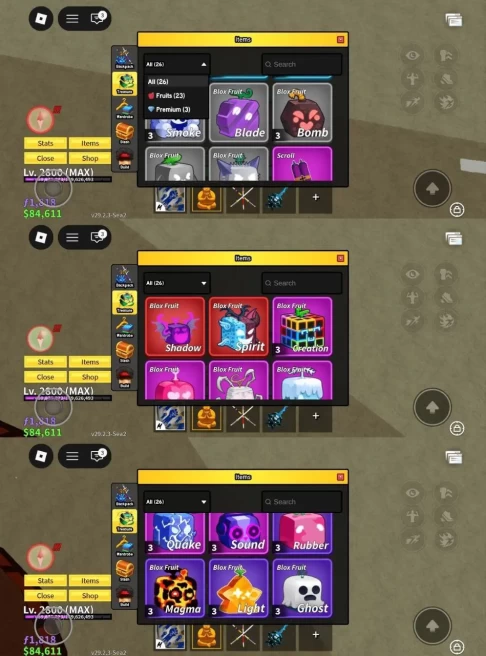 iOS/Android - Global - Level 2800 (MAX) - Money 84K - Swords 27 - Guns 11 - Fruits 23 - Code987