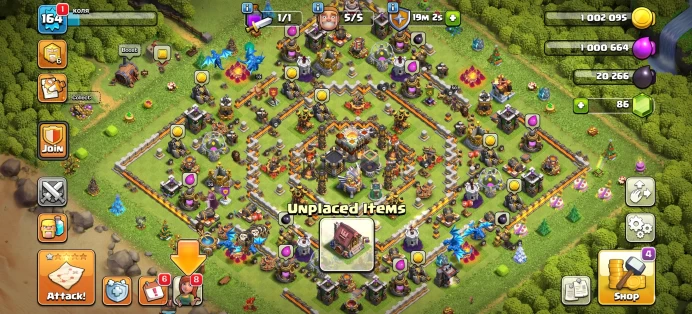 [Code 8900] Th11 XP 164 / 1200 War Star + Tree 2015 / Very Cheap